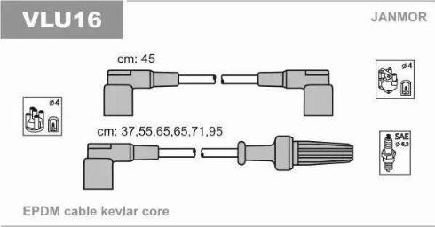 Janmor VLU16 - Комплект проводів запалювання autocars.com.ua