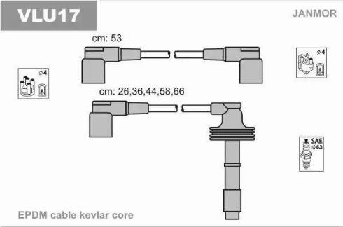 Janmor VLU17 - Комплект проводів запалювання autocars.com.ua