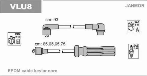 Janmor VLU8 - Комплект проводов зажигания avtokuzovplus.com.ua