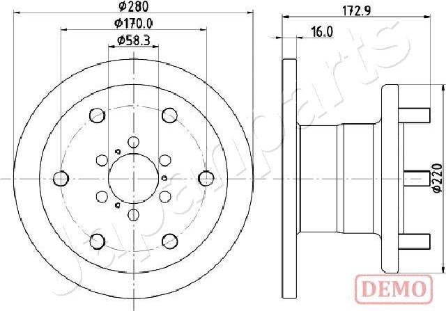 Japanparts DI-0255C - Гальмівний диск autocars.com.ua