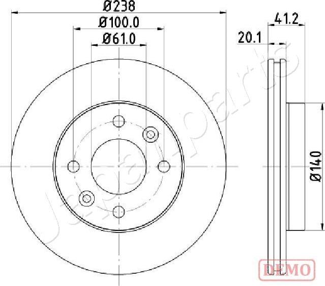 Japanparts DI-0708C - Гальмівний диск autocars.com.ua