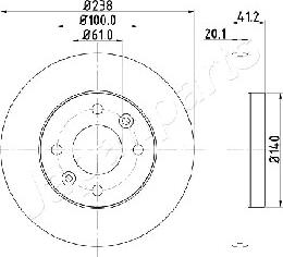 Japanparts DI-0708 - Гальмівний диск autocars.com.ua