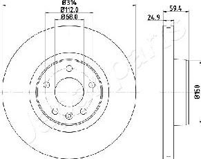 Japanparts DI-0927 - Гальмівний диск autocars.com.ua