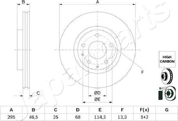 Japanparts DI-369C - Гальмівний диск autocars.com.ua