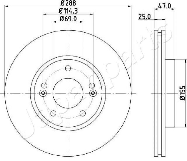 Japanparts DI-H35C - Гальмівний диск autocars.com.ua