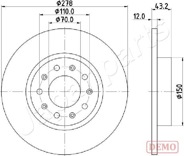 Japanparts DP-0204C - Гальмівний диск autocars.com.ua