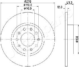 Japanparts DP-0204 - Гальмівний диск autocars.com.ua