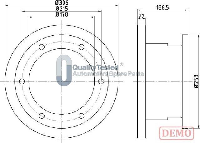 Japanparts DP0224JM - Гальмівний диск autocars.com.ua