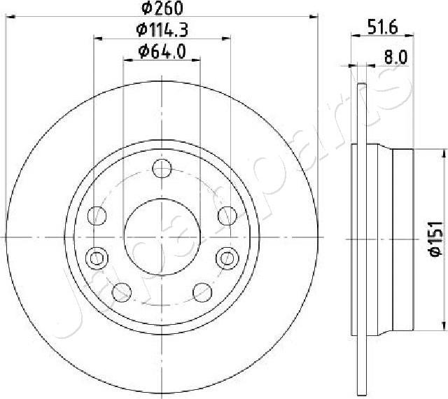 Japanparts DP-135C - Гальмівний диск autocars.com.ua