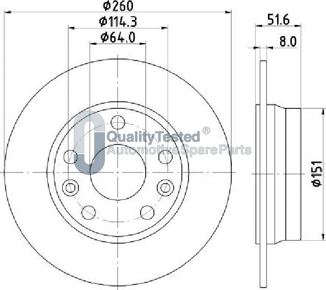 Japanparts DP135JM - Гальмівний диск autocars.com.ua