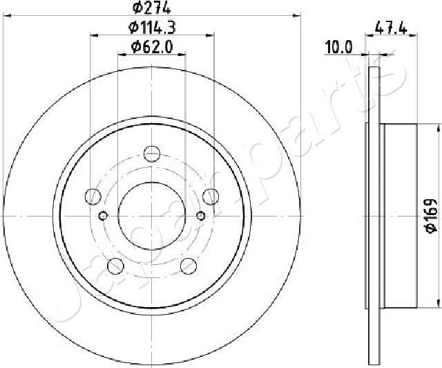 Japanparts DP-274C - Тормозной диск avtokuzovplus.com.ua