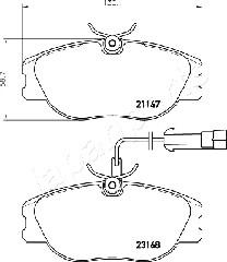 Japanparts PA-0242AF - Гальмівні колодки, дискові гальма autocars.com.ua