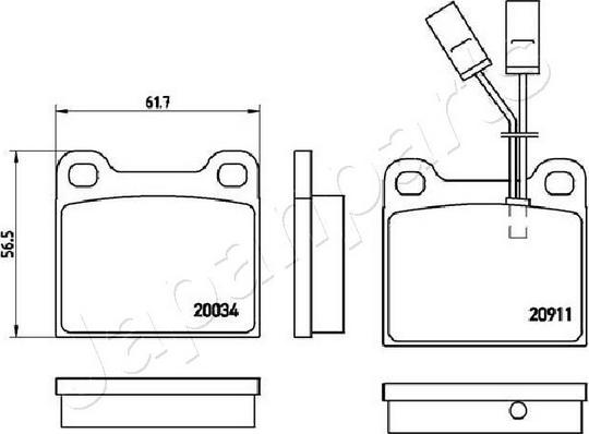 Japanparts PA-0251AF - Тормозные колодки, дисковые, комплект avtokuzovplus.com.ua