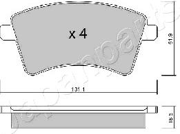 Japanparts PA-0720AF - Тормозные колодки, дисковые, комплект autodnr.net