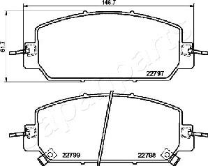 Japanparts PA-454AF - Гальмівні колодки, дискові гальма autocars.com.ua