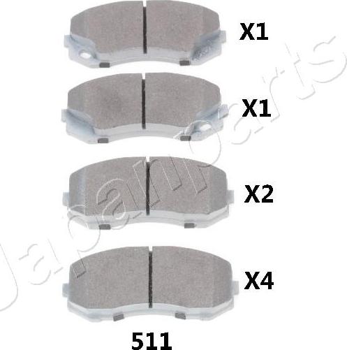 Japanparts PA-511AF - Гальмівні колодки, дискові гальма autocars.com.ua