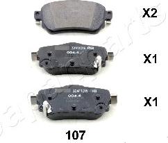 Japanparts PP-107AF - Гальмівні колодки, дискові гальма autocars.com.ua