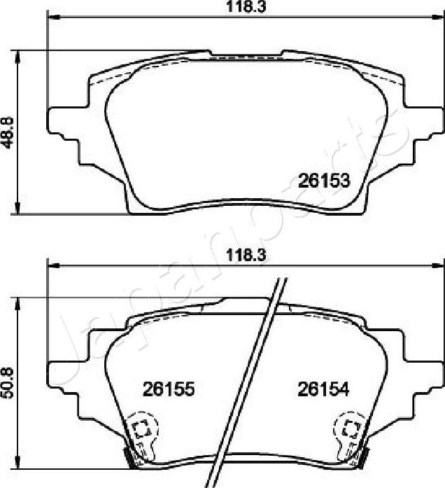 Japanparts PP-263AF - Гальмівні колодки, дискові гальма autocars.com.ua