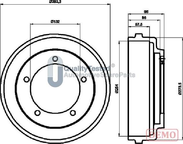 Japanparts TA0316JM - Гальмівний барабан autocars.com.ua