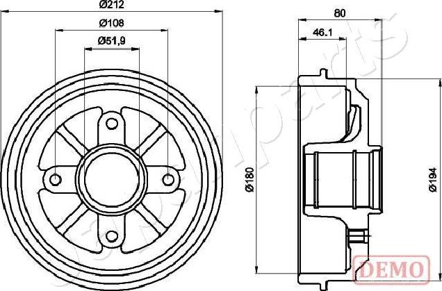 Japanparts TA-0608C - Тормозной барабан avtokuzovplus.com.ua