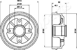 Japanparts TA-0608 - Тормозной барабан avtokuzovplus.com.ua