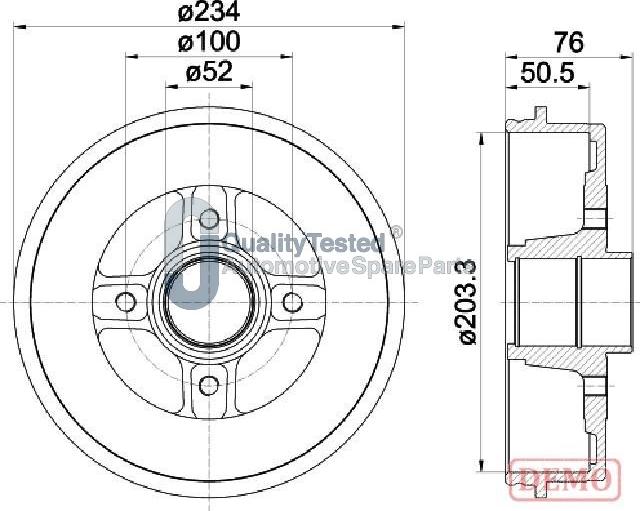 Japanparts TA0704JM - Гальмівний барабан autocars.com.ua