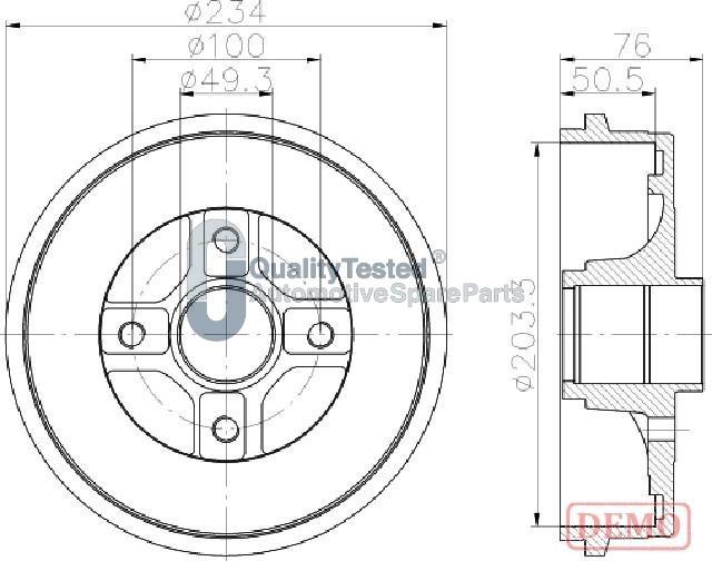 Japanparts TA0710JM - Гальмівний барабан autocars.com.ua