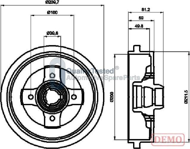 Japanparts TA0909JM - Гальмівний барабан autocars.com.ua