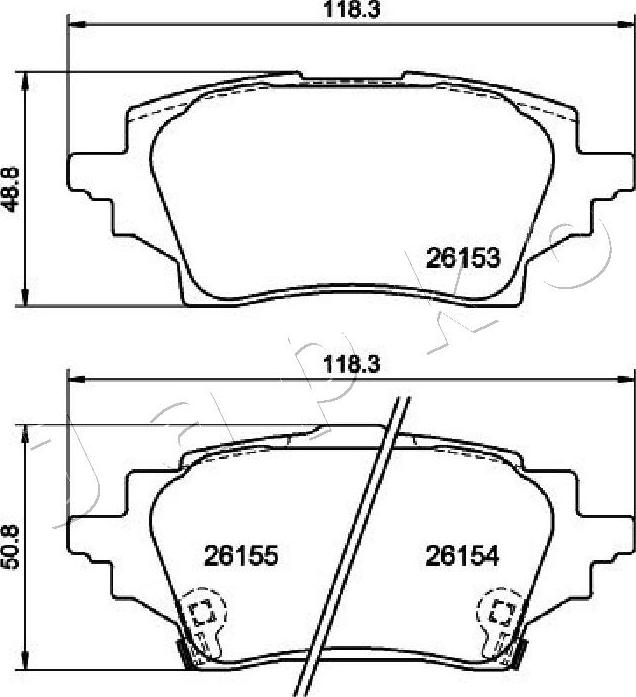 Japko 51263 - Гальмівні колодки, дискові гальма autocars.com.ua