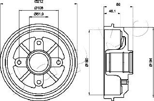 Japko 560608 - Гальмівний барабан autocars.com.ua