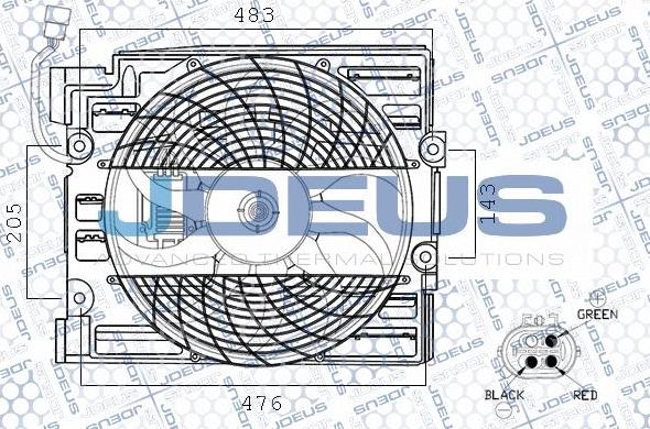 Jdeus EV0050531 - Вентилятор, конденсатор кондиціонера autocars.com.ua