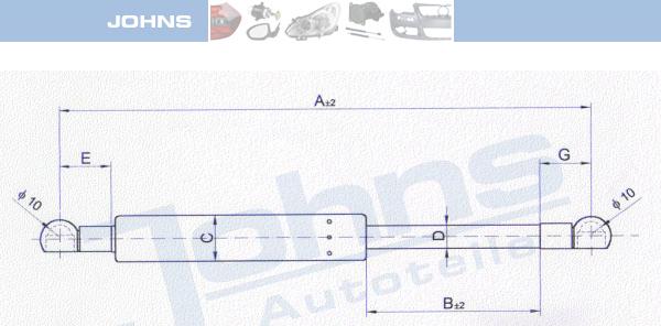 Johns 20 24 03-91 - Газова пружина, капот autocars.com.ua