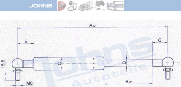 Johns 27 28 95-95 - Газова пружина, кришка багажник autocars.com.ua