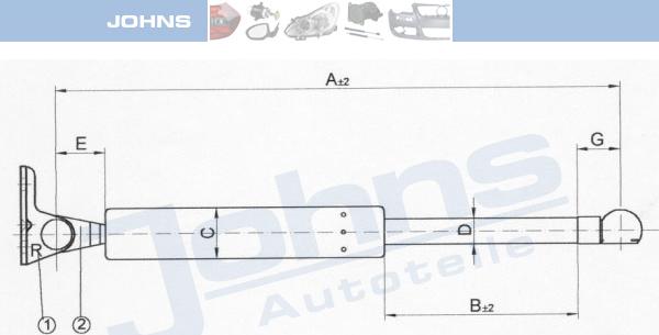Johns 45 15 95-96 - Газова пружина, кришка багажник autocars.com.ua