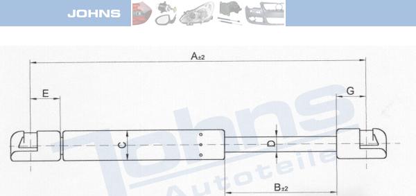 Johns 57 06 95-91 - Газова пружина, кришка багажник autocars.com.ua