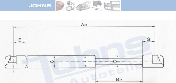 Johns 60 07 95-91 - Газова пружина, кришка багажник autocars.com.ua