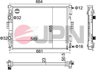 JPN 60C9045-JPN - Радіатор, охолодження двигуна autocars.com.ua