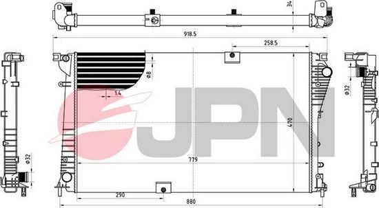 JPN 60C9046-JPN - Радіатор, охолодження двигуна autocars.com.ua