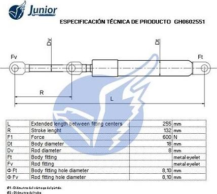 JUNIOR GH0602551 - Газовая пружина, упор autodnr.net