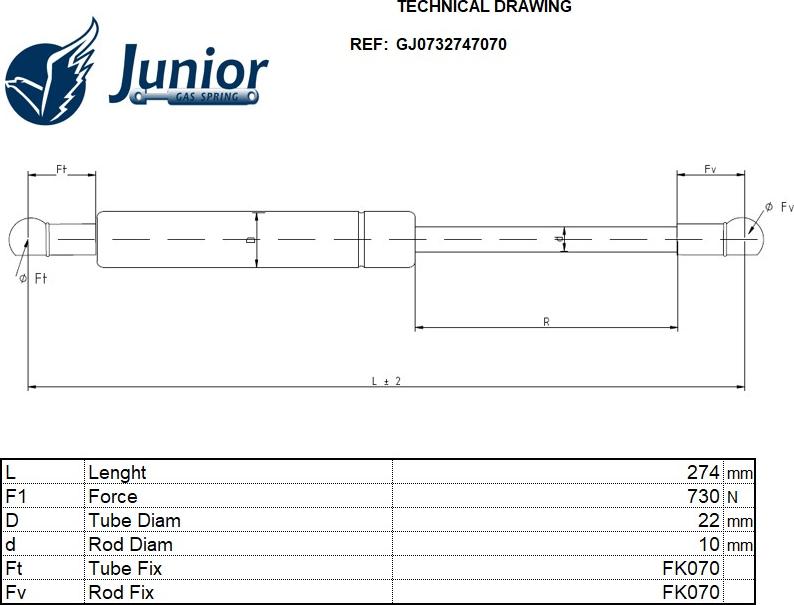 JUNIOR GJ0682734 - Газовая пружина, упор autodnr.net