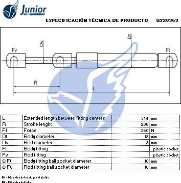 JUNIOR GS28369 - Газовая пружина, упор autodnr.net