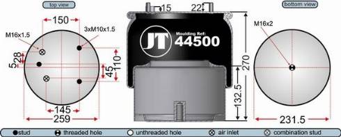 Juratek JAA44503 - Кожух пневматической рессоры avtokuzovplus.com.ua