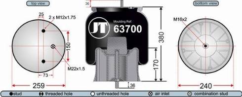 Juratek JAA63701 - Кожух пневматичної ресори autocars.com.ua