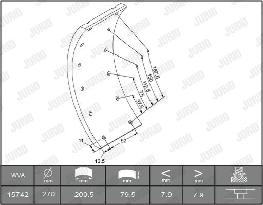 Jurid 1503015460 - Комплект гальмівних черевиків, барабанні гальма autocars.com.ua