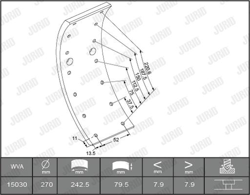 Jurid 1503005460 - Комплект гальмівних черевиків, барабанні гальма autocars.com.ua