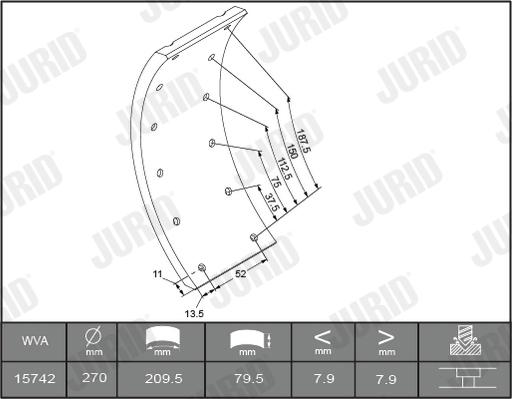 Jurid 1503025460 - Комплект гальмівних черевиків, барабанні гальма autocars.com.ua