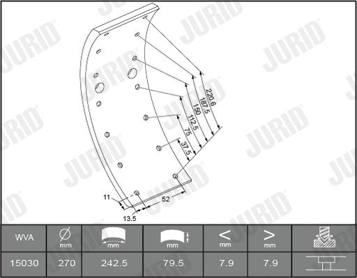 Jurid 1503025460 - Комплект гальмівних черевиків, барабанні гальма autocars.com.ua