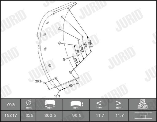 Jurid 1581701510 - Комплект тормозных башмаков, барабанные тормоза avtokuzovplus.com.ua