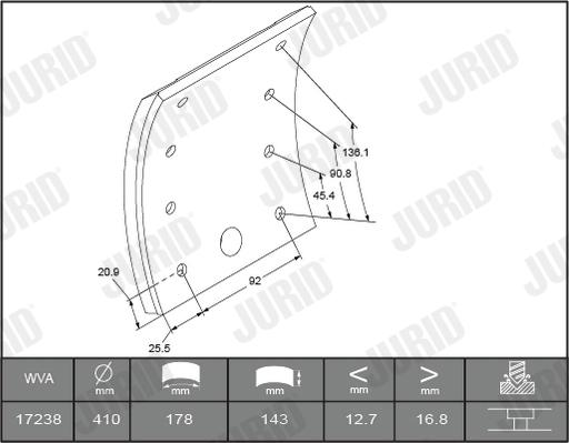 Jurid 1723805050 - Комплект тормозных башмаков, барабанные тормоза autodnr.net