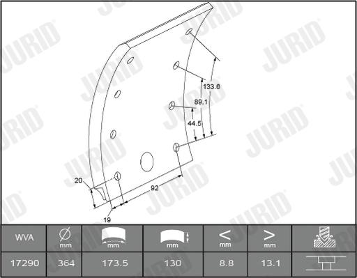 Jurid 1729025380 - Комплект гальмівних черевиків, барабанні гальма autocars.com.ua